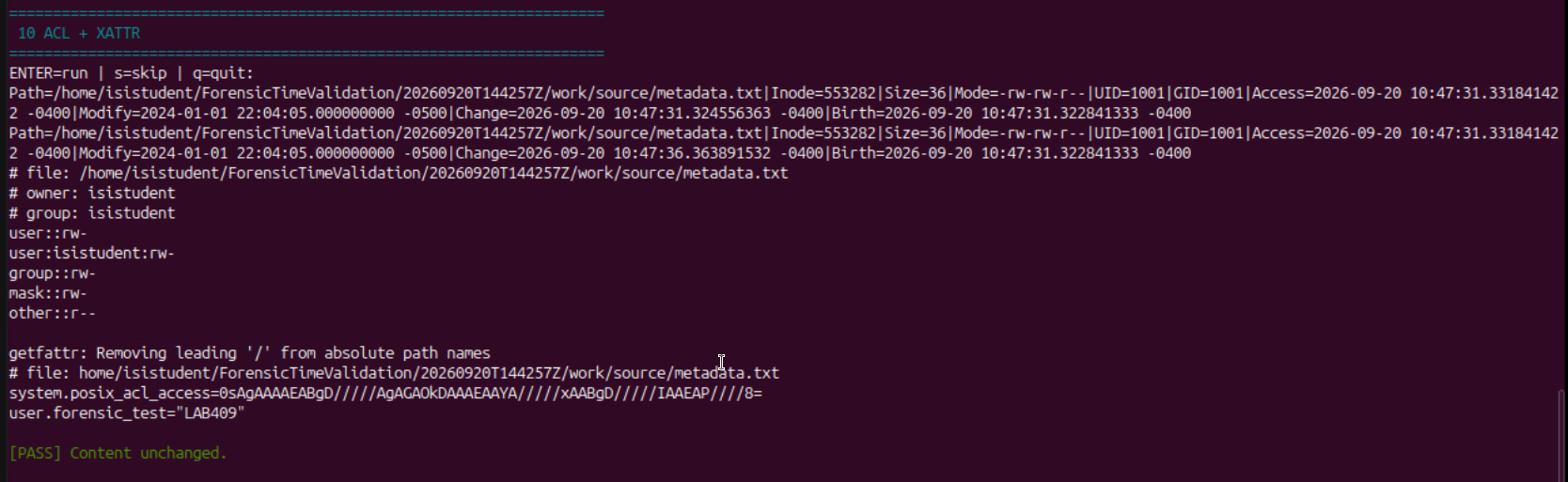 Linux 10 recorded result