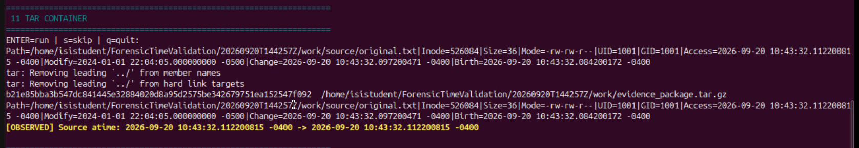 Linux 11 recorded result