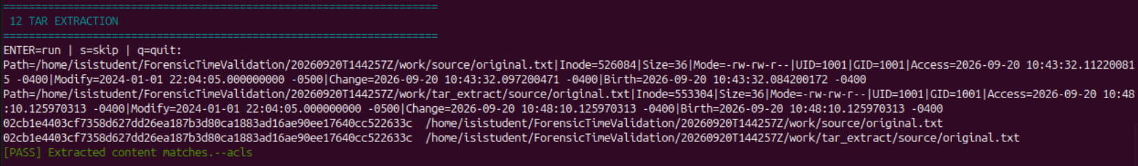 Linux 12 recorded result