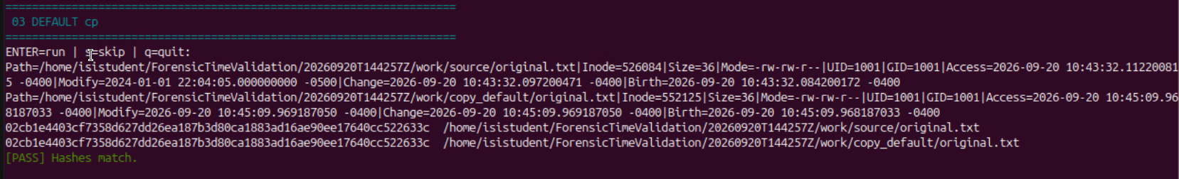 Linux 03 recorded result