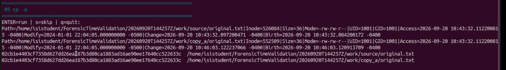 Linux 05 recorded result