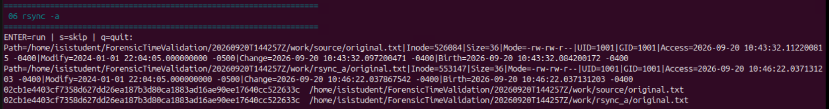 Linux 06 recorded result