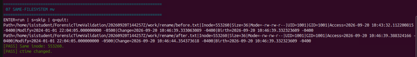Linux 07 recorded result