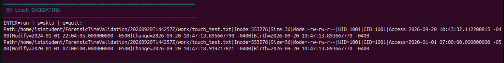 Linux 09 recorded result