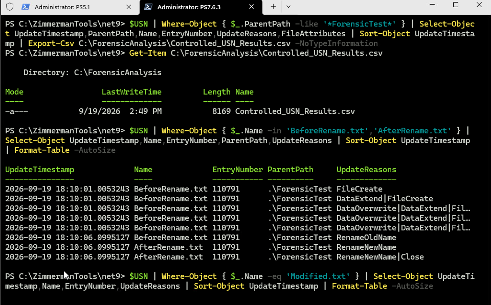 Windows analysis 4 recorded result