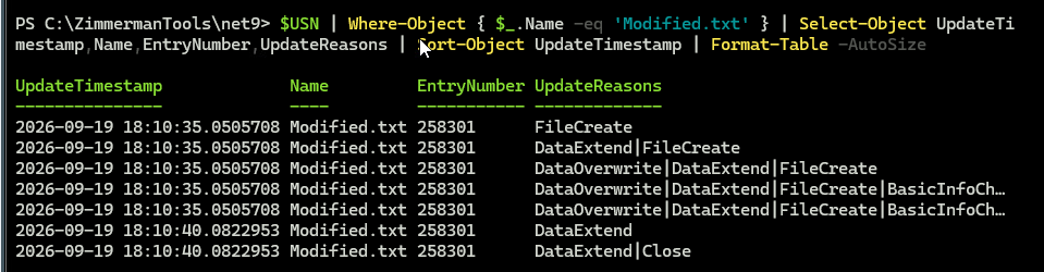 Windows analysis 5 recorded result