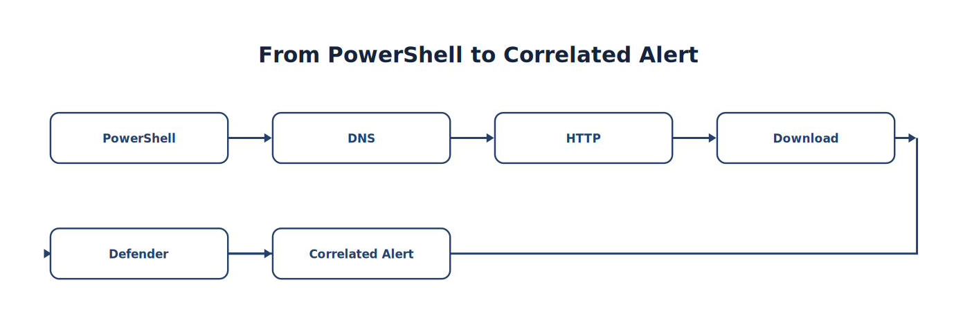 From PowerShell to Correlated Alert